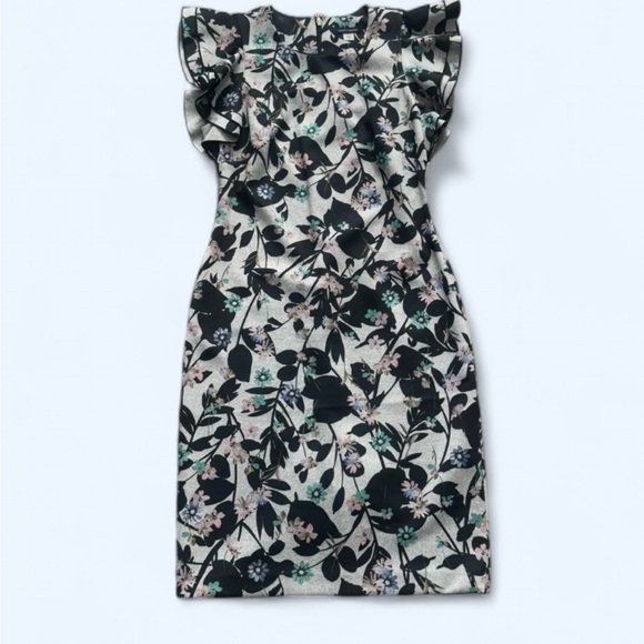 Tommy Hilfiger Dresses & Skirts - Floral Ruffle-Sleeve Sheath Dress - Black & Multi